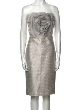 Couture Silk Tweed Metallic Rose Sheath Dress